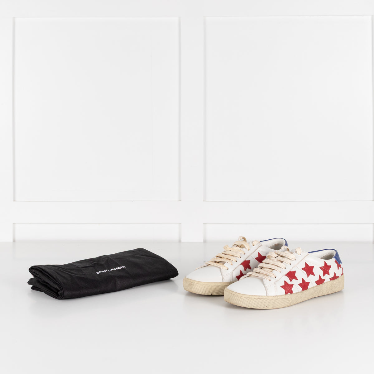 Saint Laurent White Red Stars Court Trainers