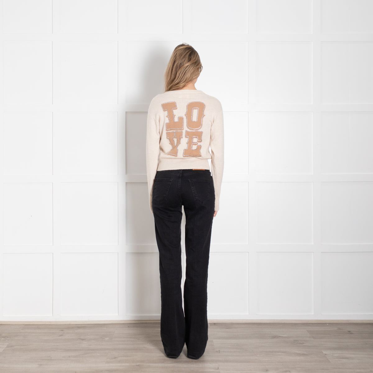 Brodie Beige Cashmere Love Back Sweater