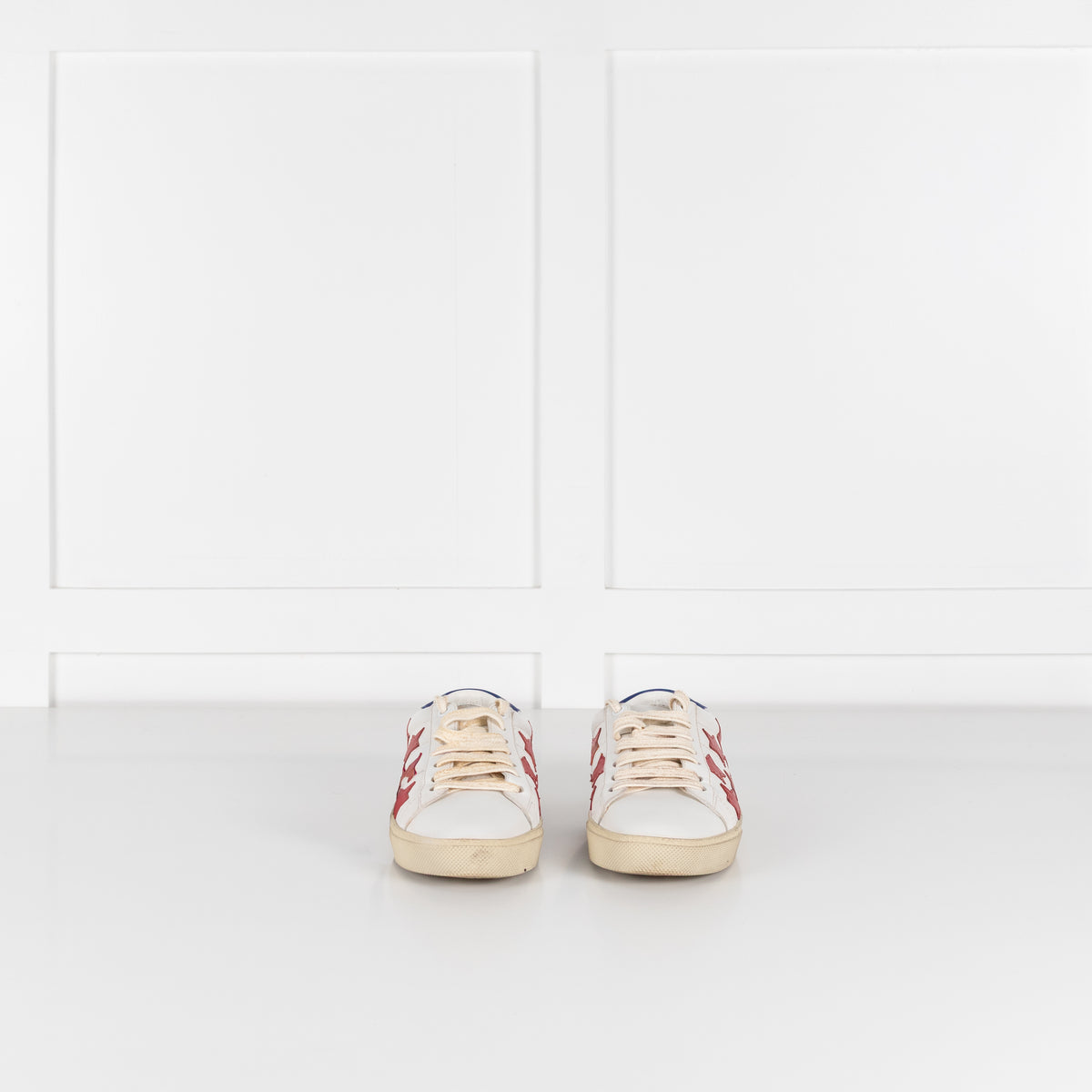 Saint Laurent White Red Stars Court Trainers