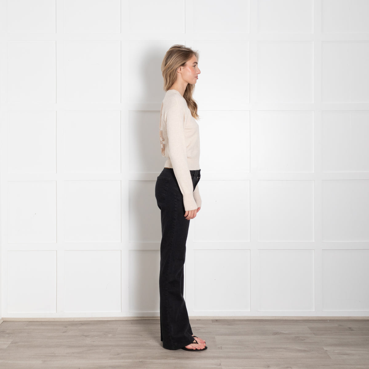 Brodie Beige Cashmere Love Back Sweater