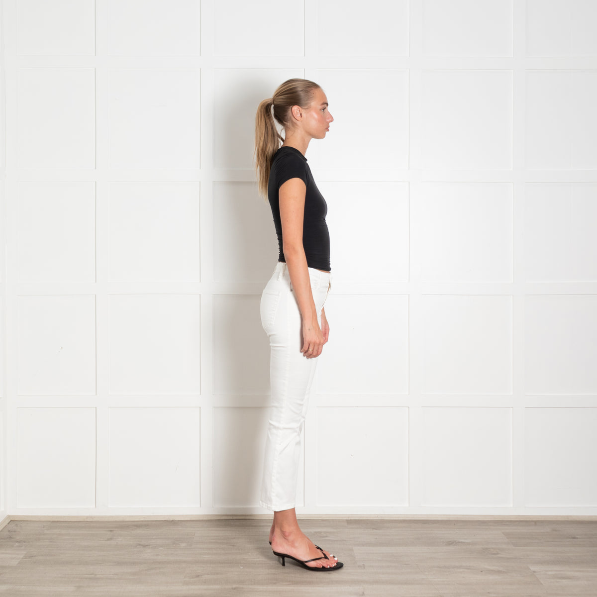 Frame White Cotton Crop Flare