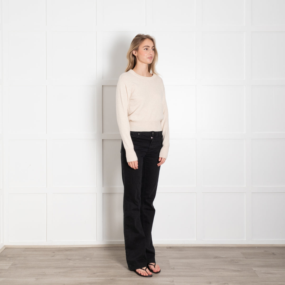 Brodie Beige Cashmere Love Back Sweater