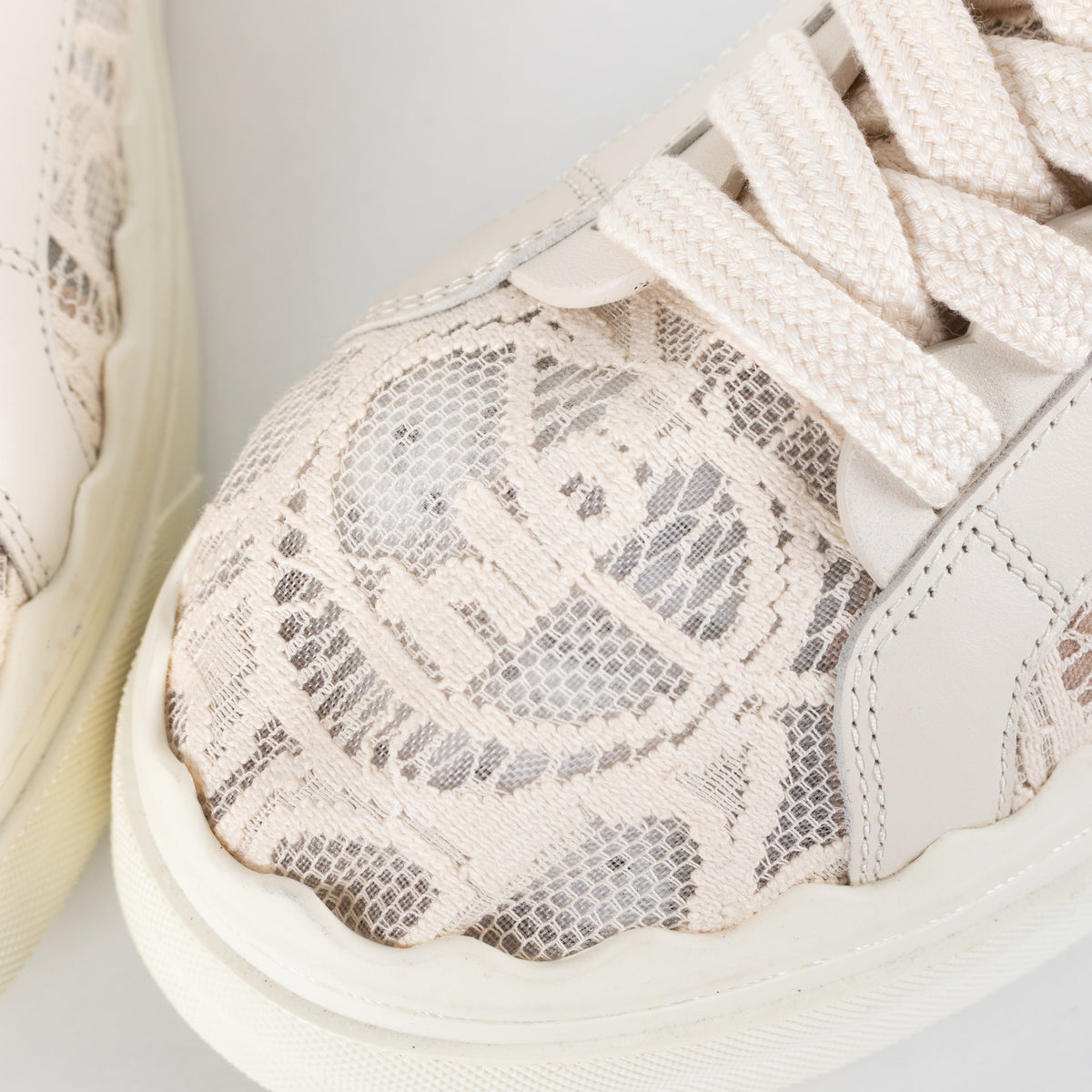 Chloe Cream Lace Mesh Lauren Sneakers