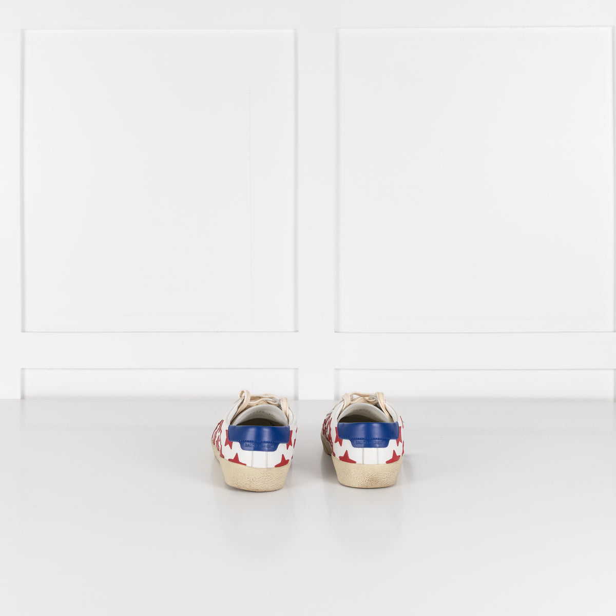 Saint Laurent White Red Stars Court Trainers