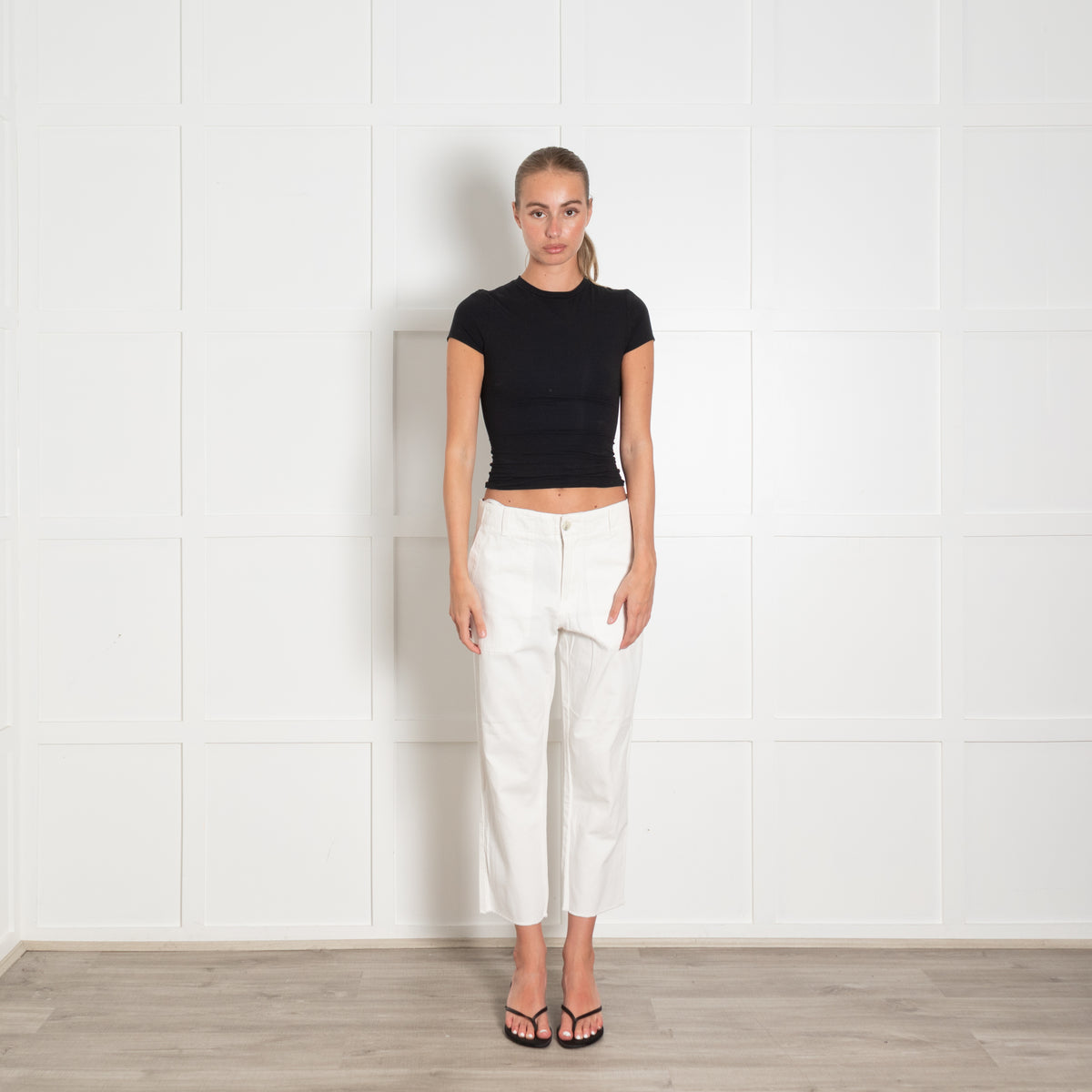 Zadig & Voltaire Pre-Loved White Twill Crop Cargo Style Trousers
