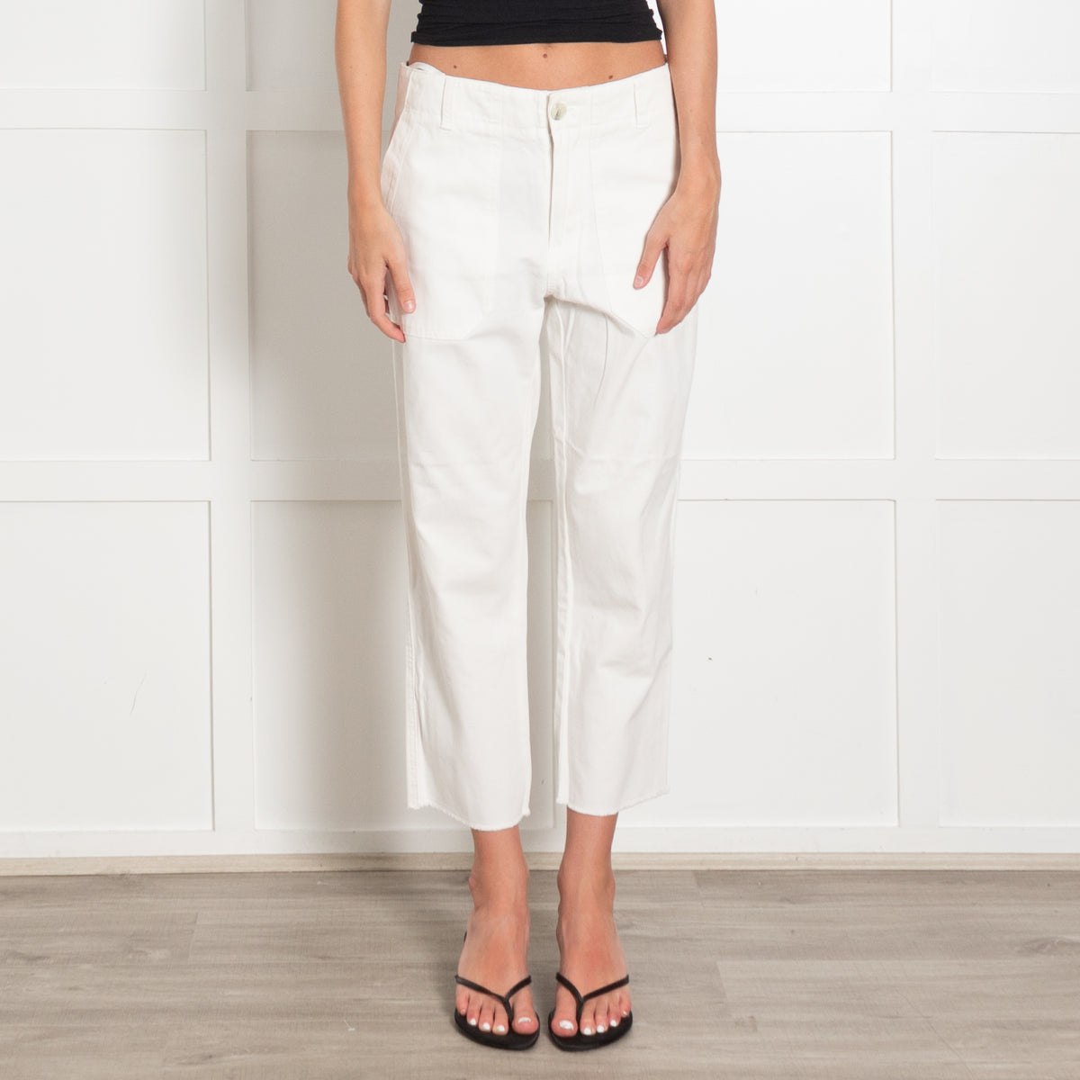 Zadig & Voltaire Pre-Loved White Twill Crop Cargo Style Trousers