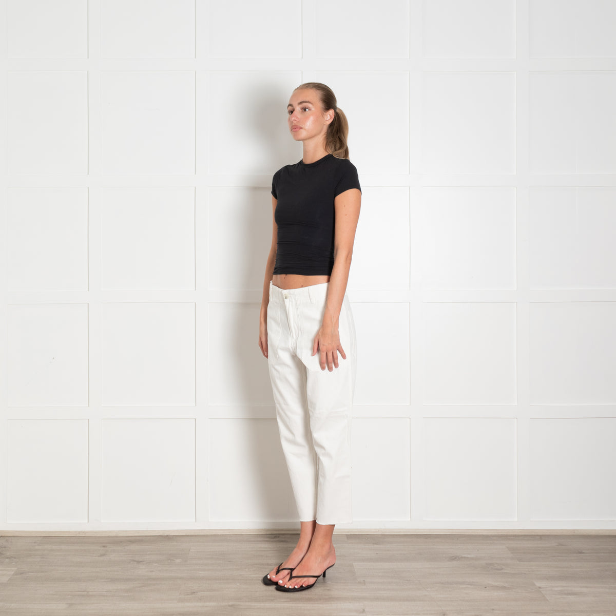 Zadig & Voltaire Pre-Loved White Twill Crop Cargo Style Trousers