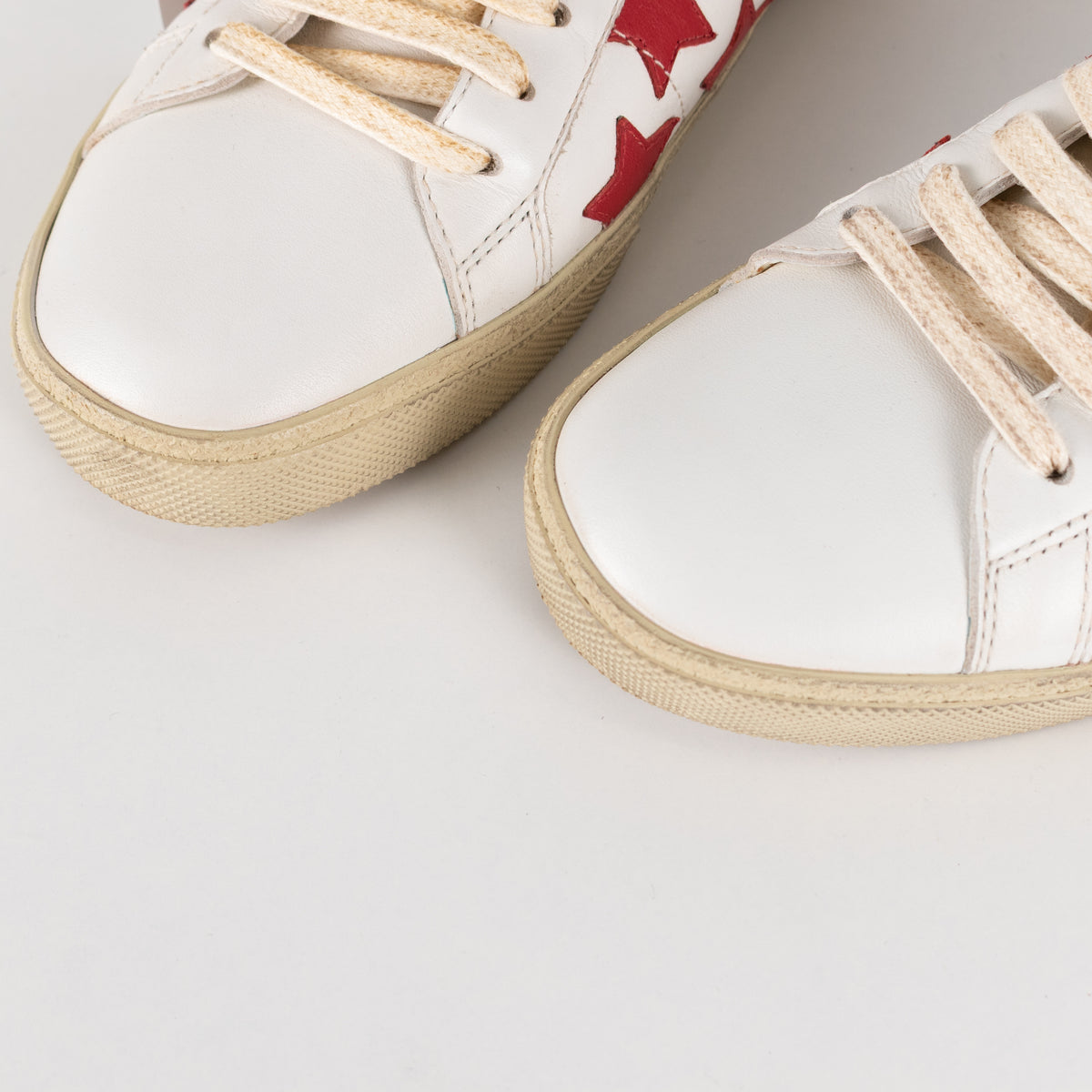 Saint Laurent White Red Stars Court Trainers