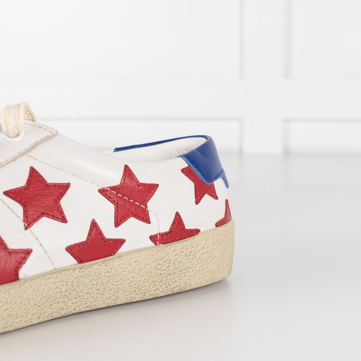 Saint Laurent White Red Stars Court Trainers