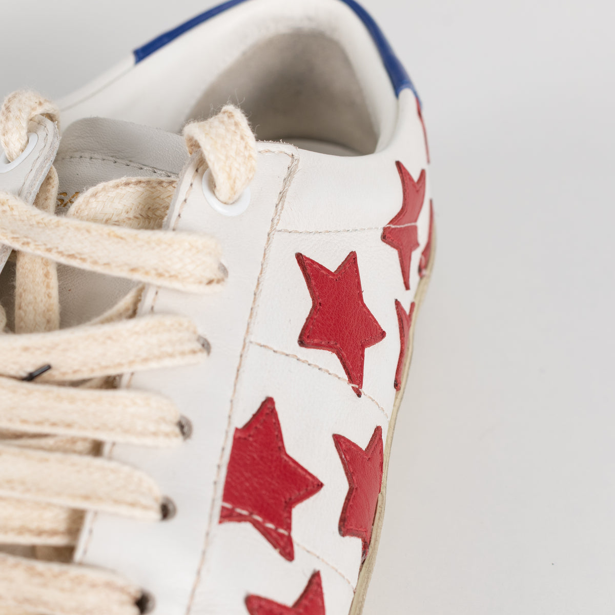 Saint Laurent White Red Stars Court Trainers