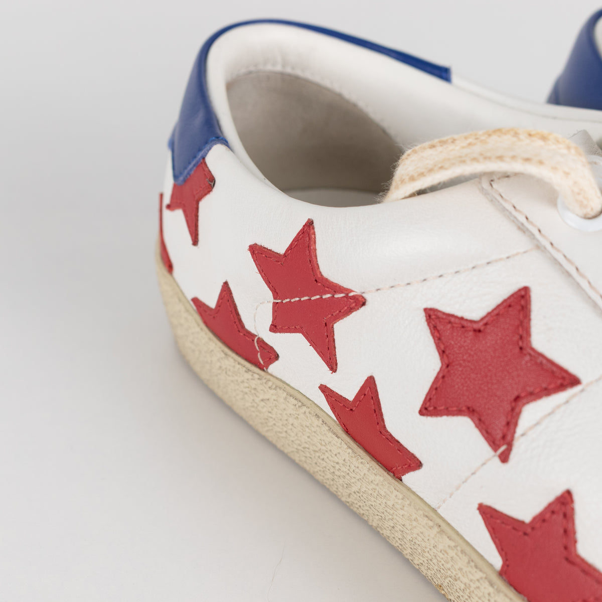 Saint Laurent White Red Stars Court Trainers