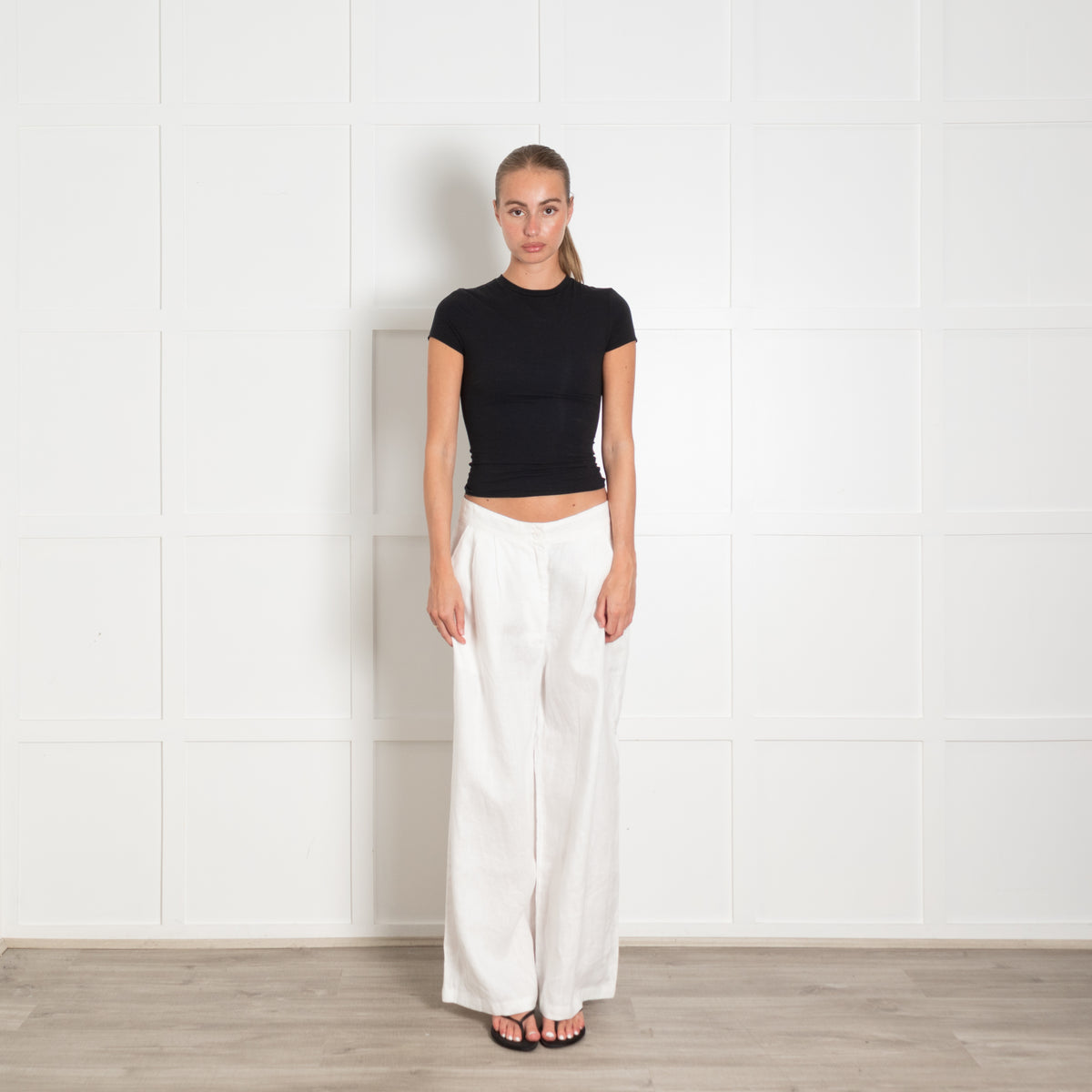 Faithfull the Brand White Linen Wide Leg Tailored Trousers