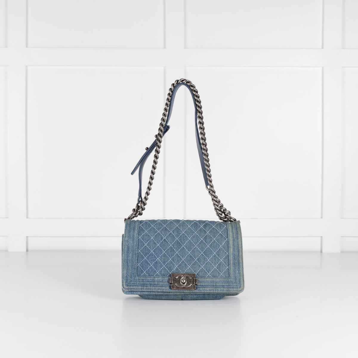 Chanel Blue Denim Medium Flap Boy Bag