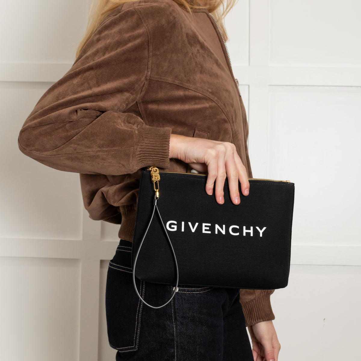 Givenchy Black Cotton Travel Pouch With Logo
