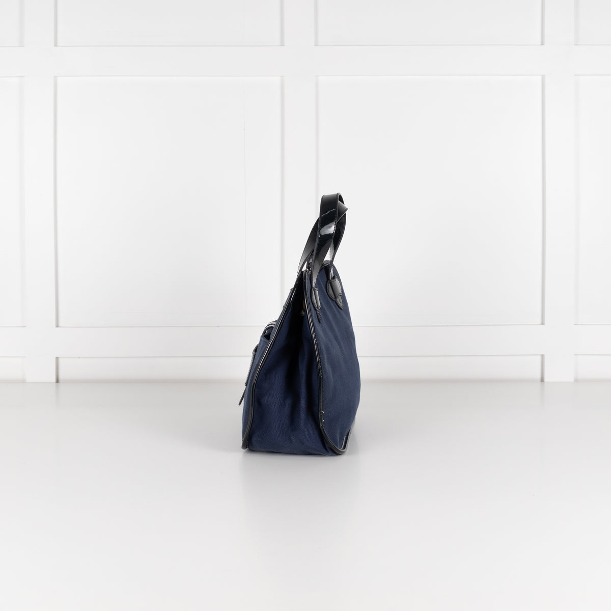 Tila March Navy Bag with Patent Trim