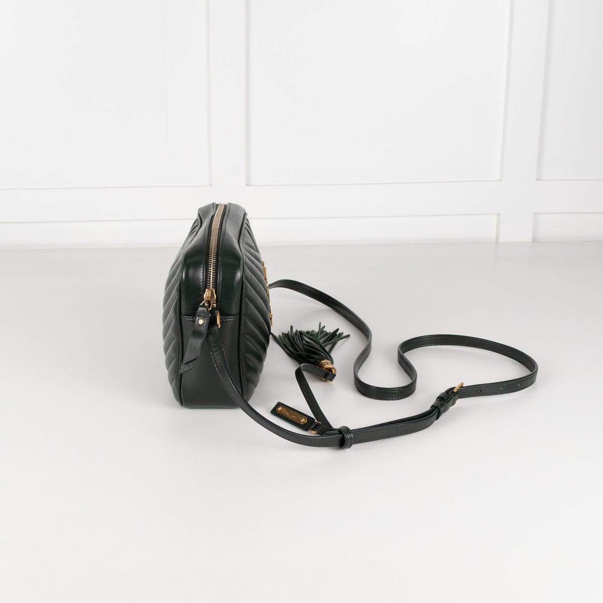 Saint Laurent Green Lou Quilted Leather Camera Bag