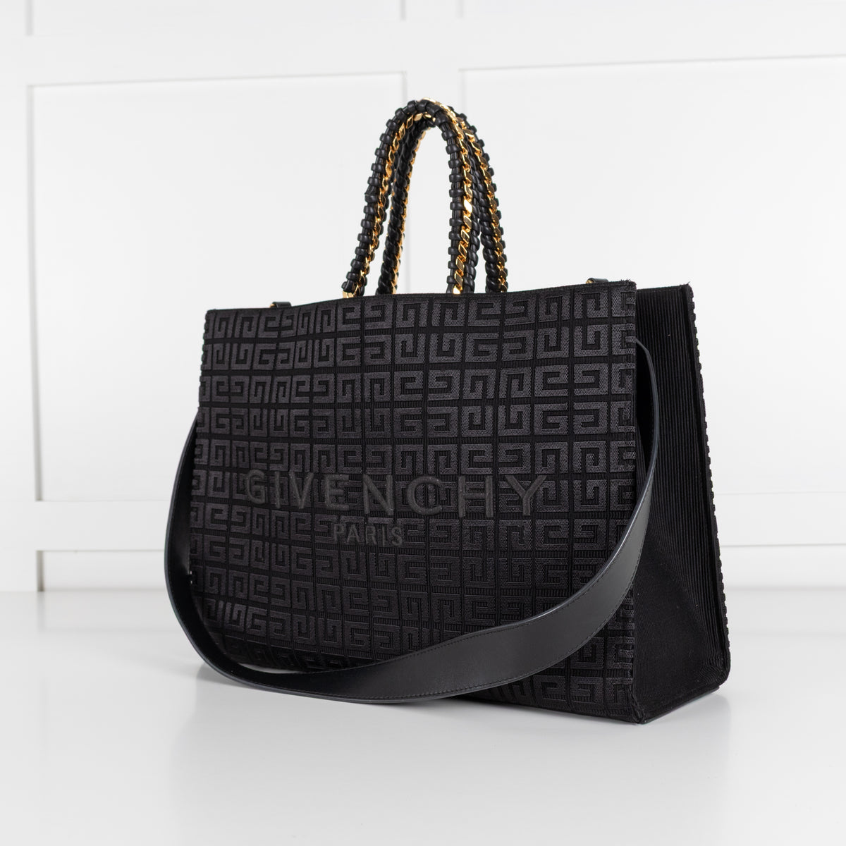 Givenchy Black Cotton Blend & Leather G-Tote Bag