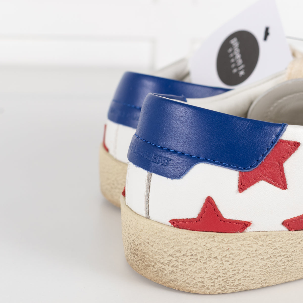 Saint Laurent White Red Stars Court Trainers