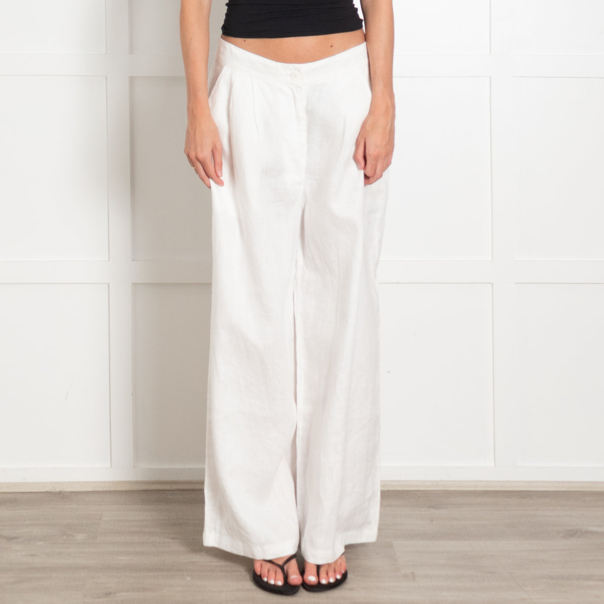 Faithfull the Brand White Linen Wide Leg Tailored Trousers