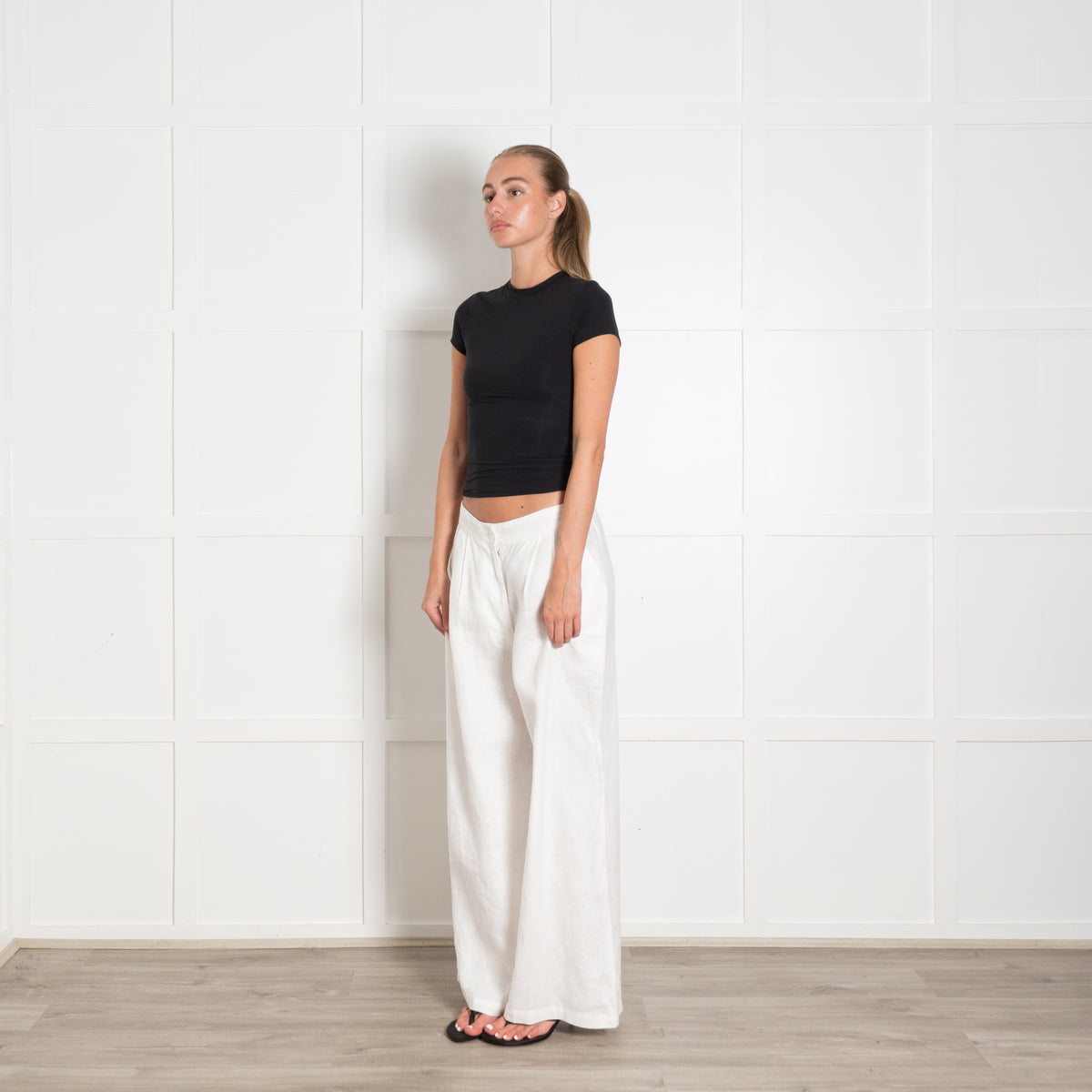 Faithfull the Brand White Linen Wide Leg Tailored Trousers