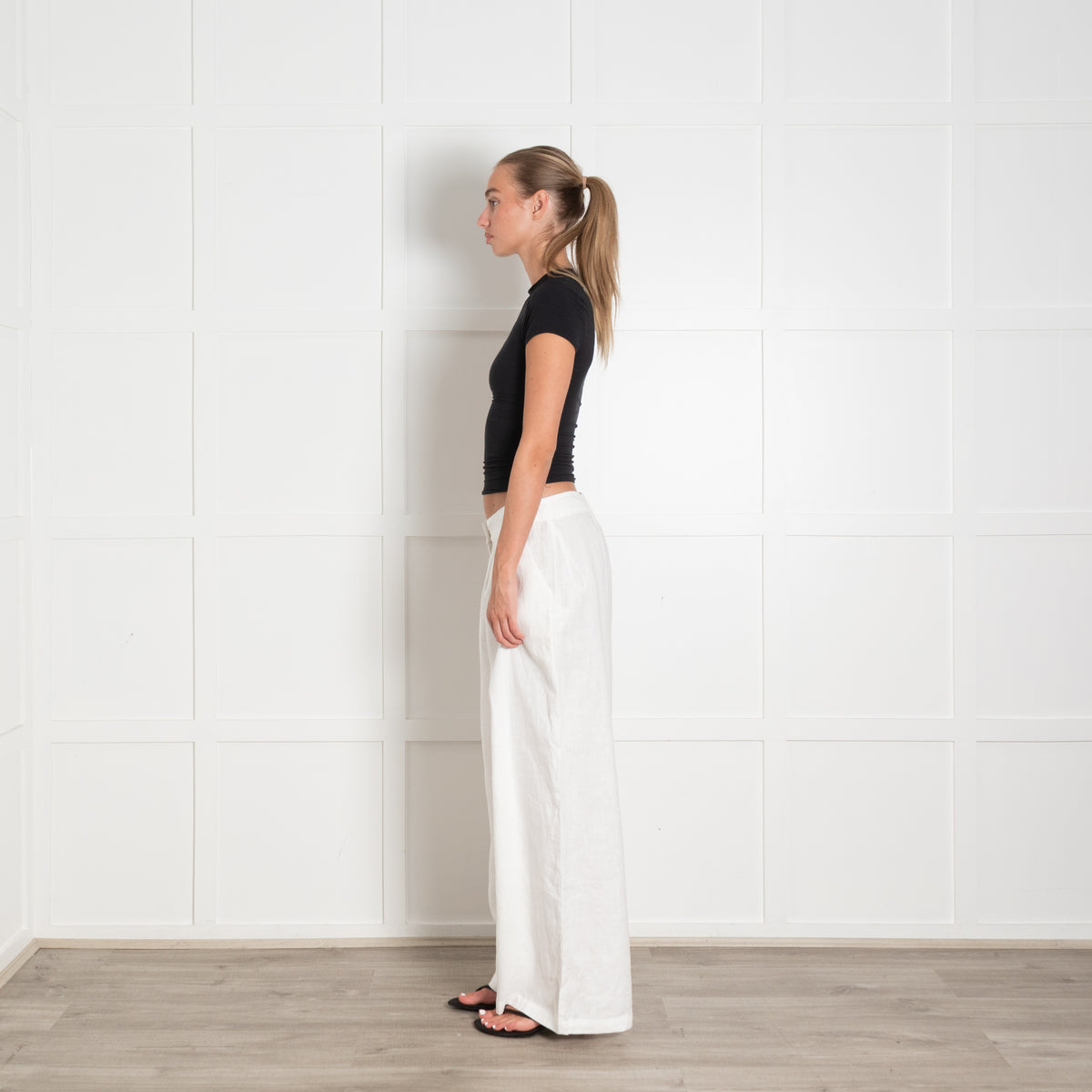 Faithfull the Brand White Linen Wide Leg Tailored Trousers