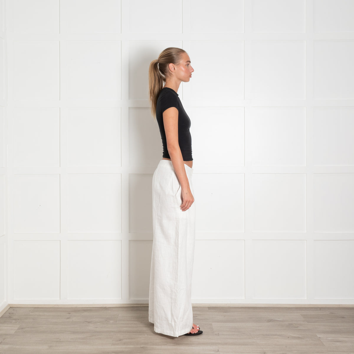 Faithfull the Brand White Linen Wide Leg Tailored Trousers