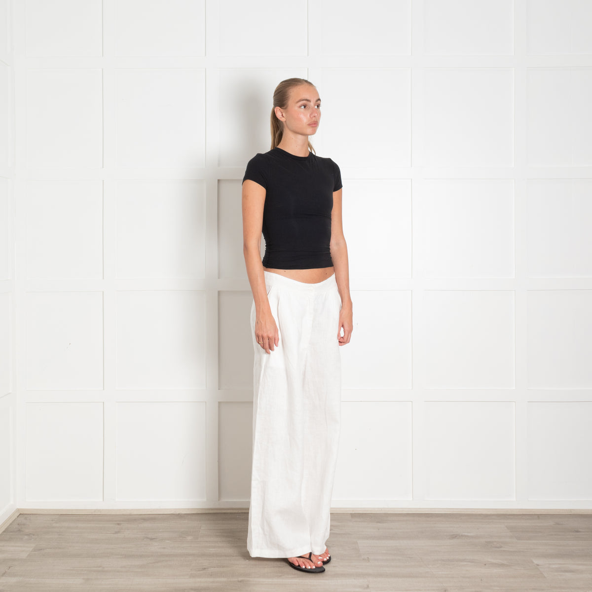 Faithfull the Brand White Linen Wide Leg Tailored Trousers