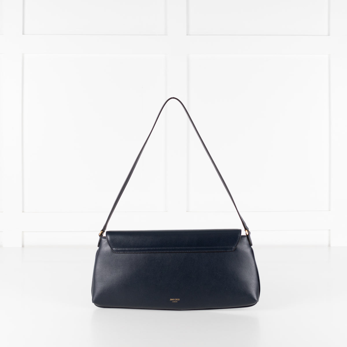 Jimmy Choo Navy Shoulder Bag with Geometric Chain