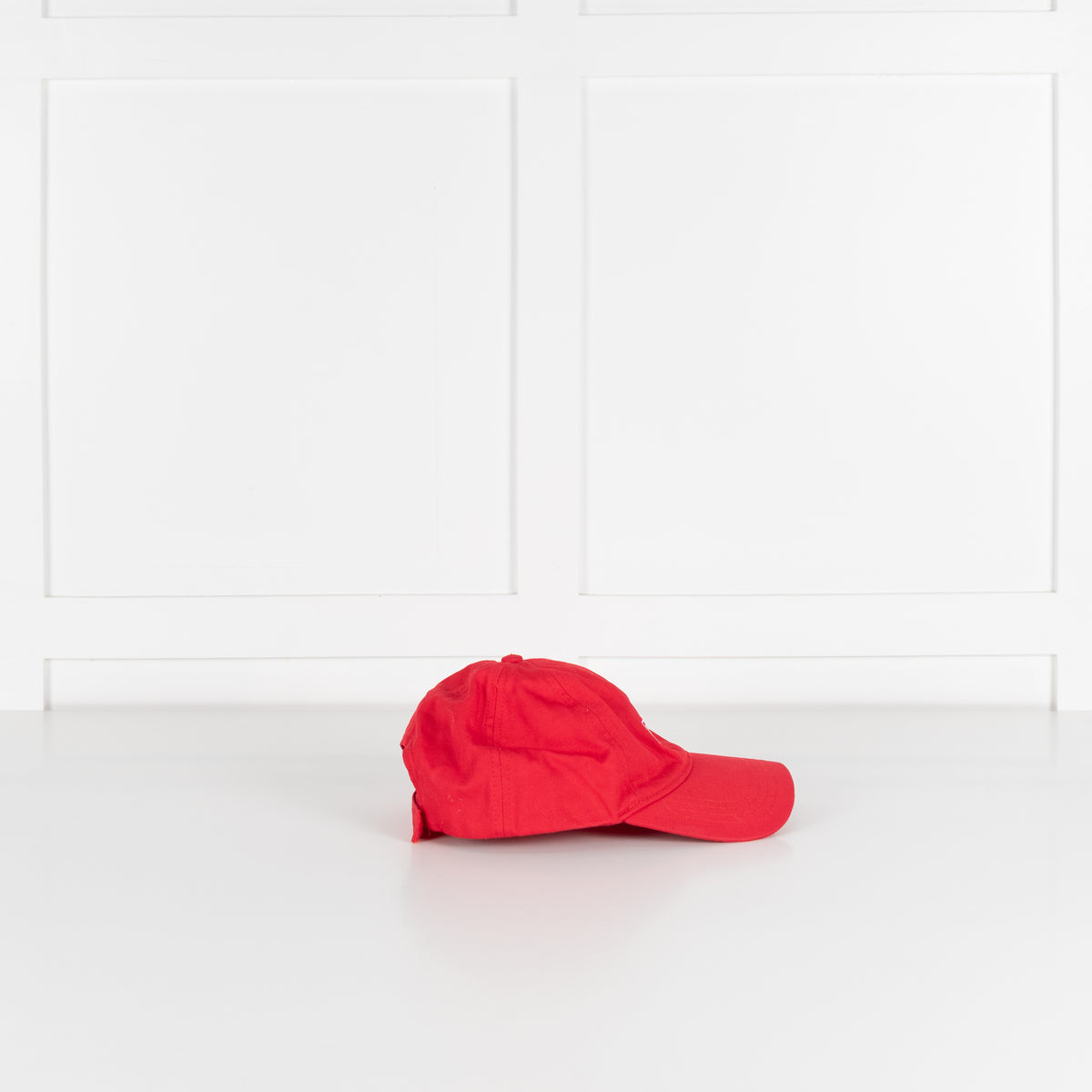 Ganni Red Cotton Hat With Front Logo Embroidered
