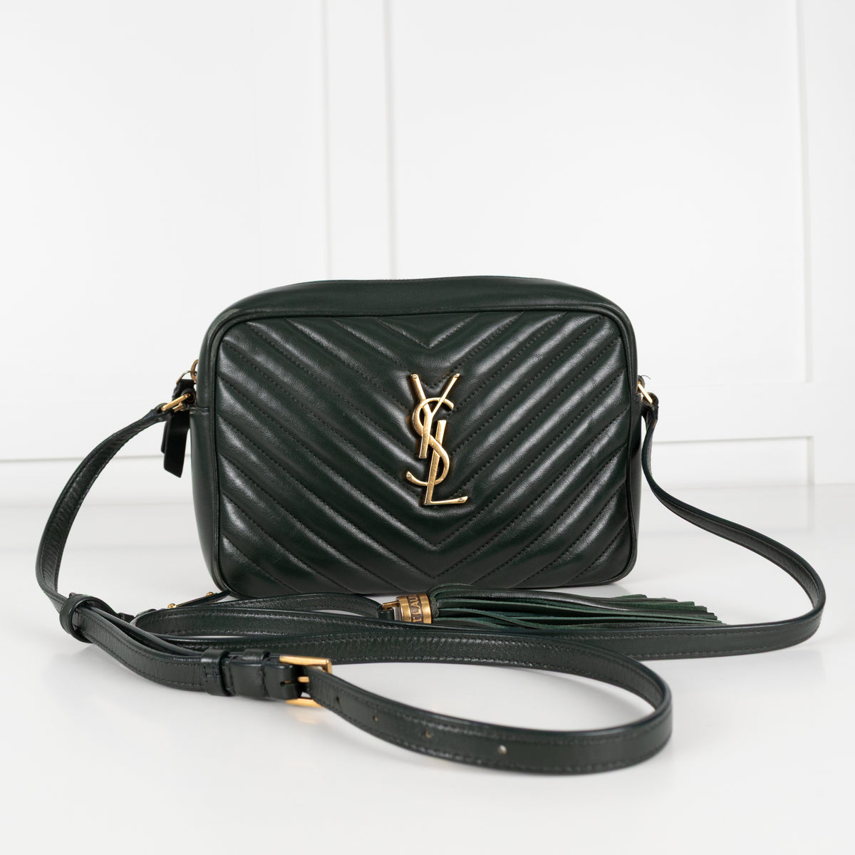 Saint Laurent Green Lou Quilted Leather Camera Bag
