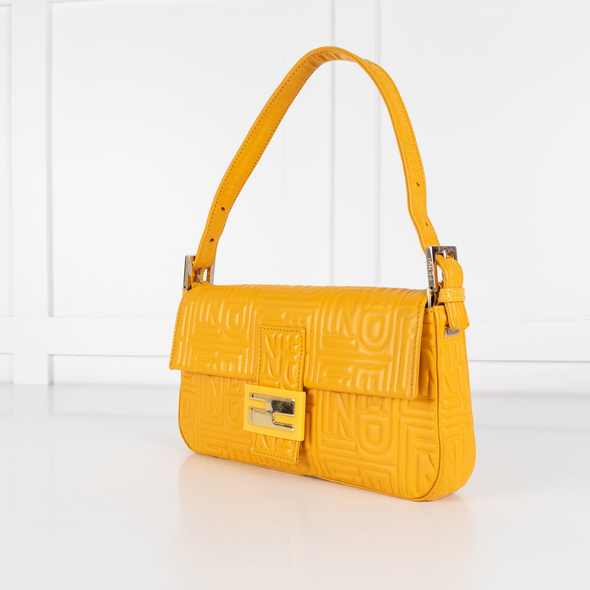 Fendi Yellow Leather Vintage Medium Baguette