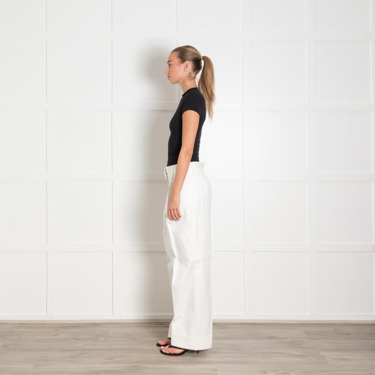 The Row Cream Pleat Front Trouser With Turnup