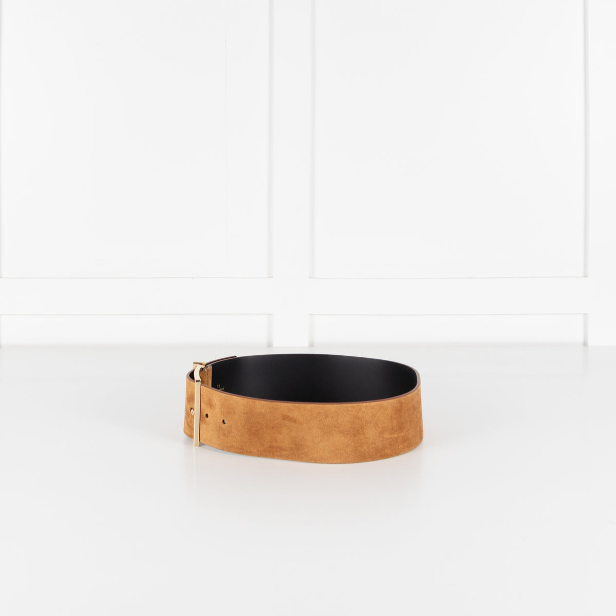 Sandro Tan Suede Wide Waist Belt