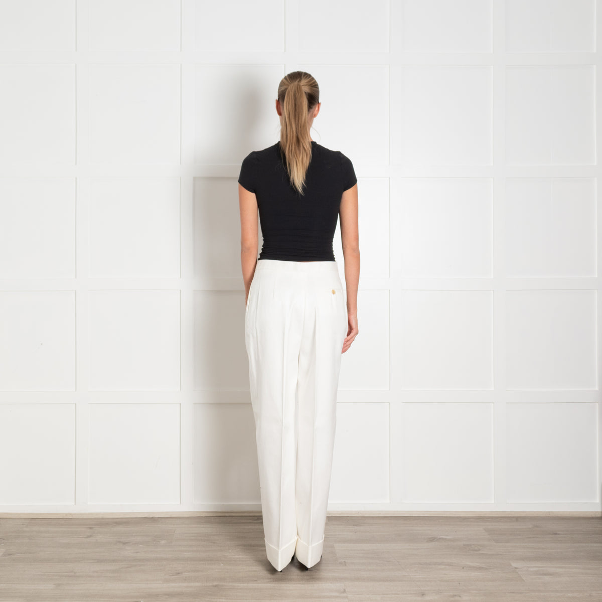 The Row Cream Pleat Front Trouser With Turnup