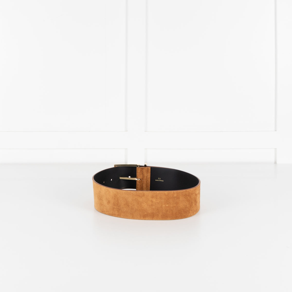 Sandro Tan Suede Wide Waist Belt