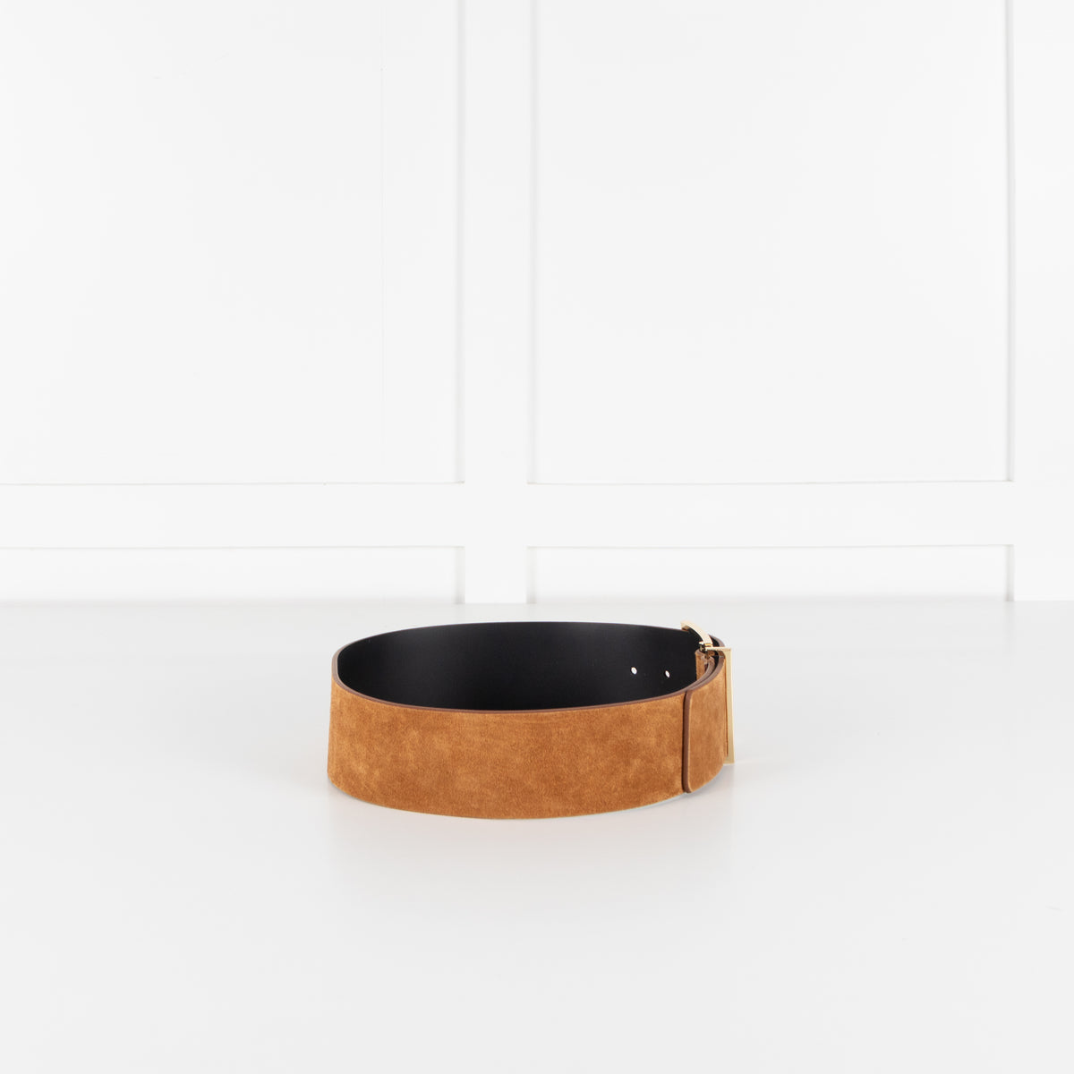 Sandro Tan Suede Wide Waist Belt