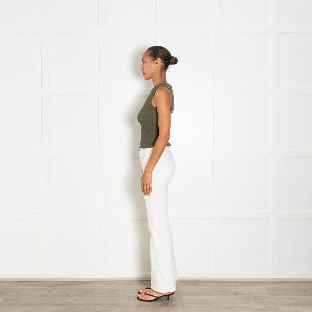 Wardrobe NYC Khaki Ribbed Vest Top