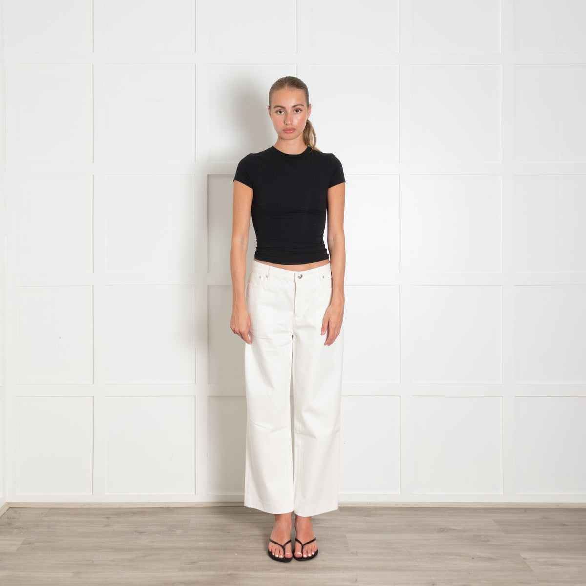 APC White Wide High Waist Jeans