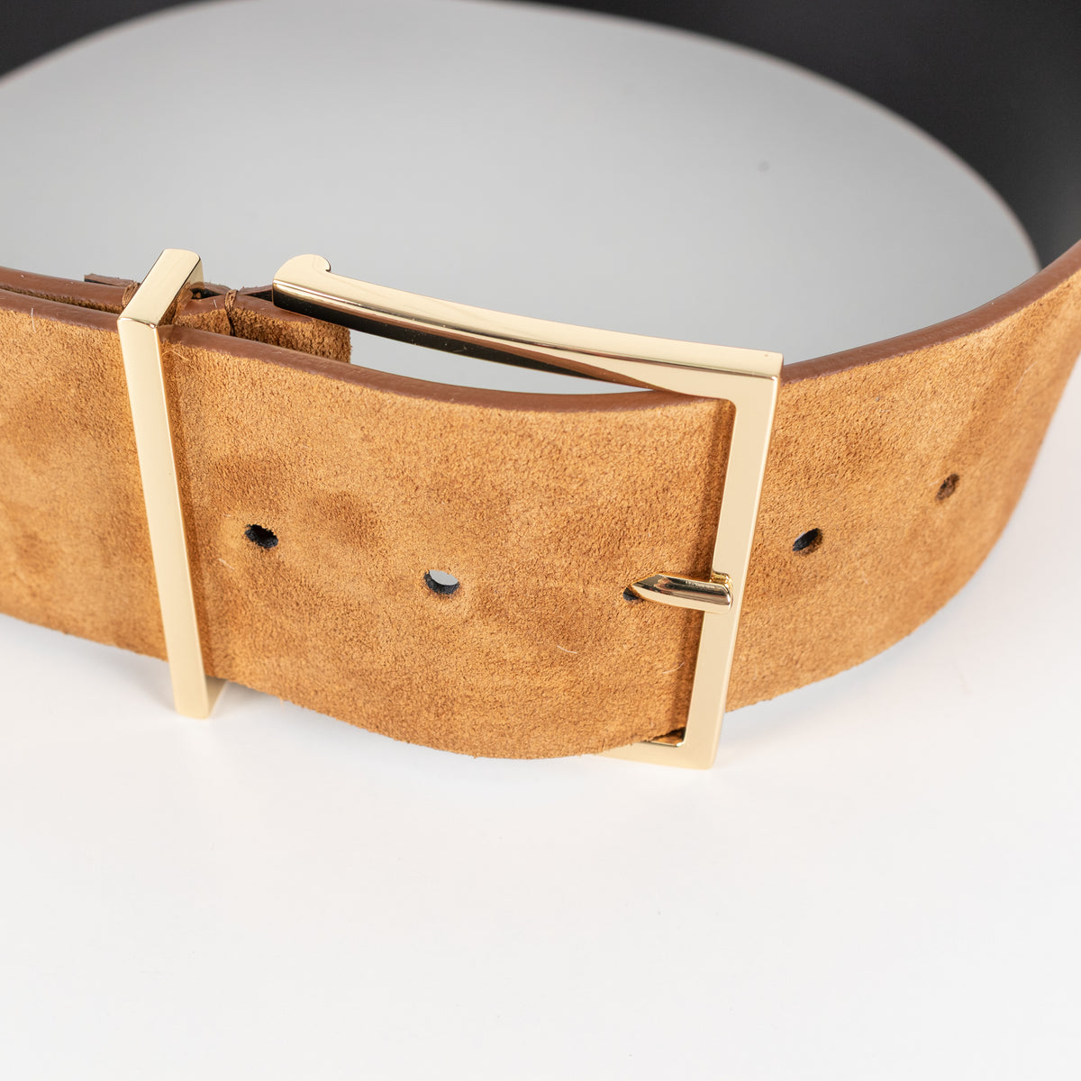 Sandro Tan Suede Wide Waist Belt