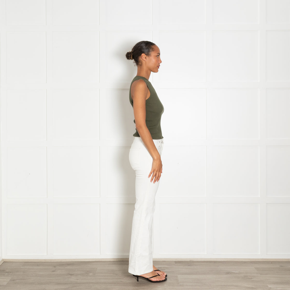 Wardrobe NYC Khaki Ribbed Vest Top