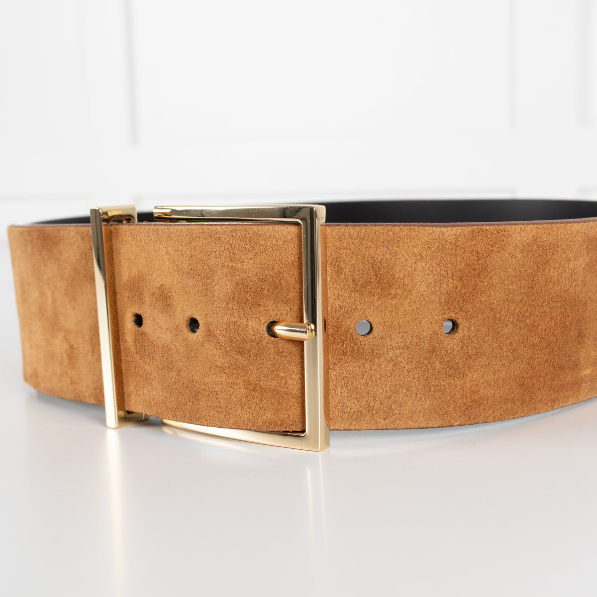 Sandro Tan Suede Wide Waist Belt