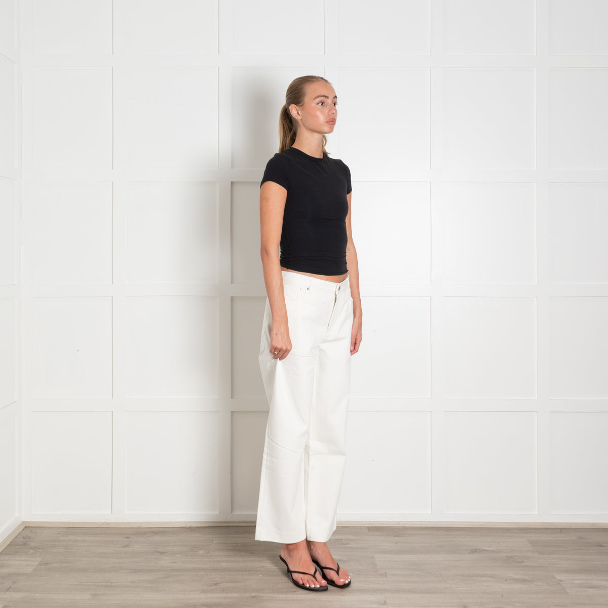 APC White Wide High Waist Jeans