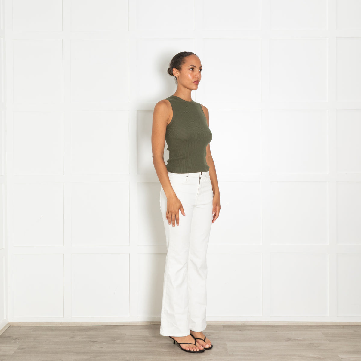 Wardrobe NYC Khaki Ribbed Vest Top