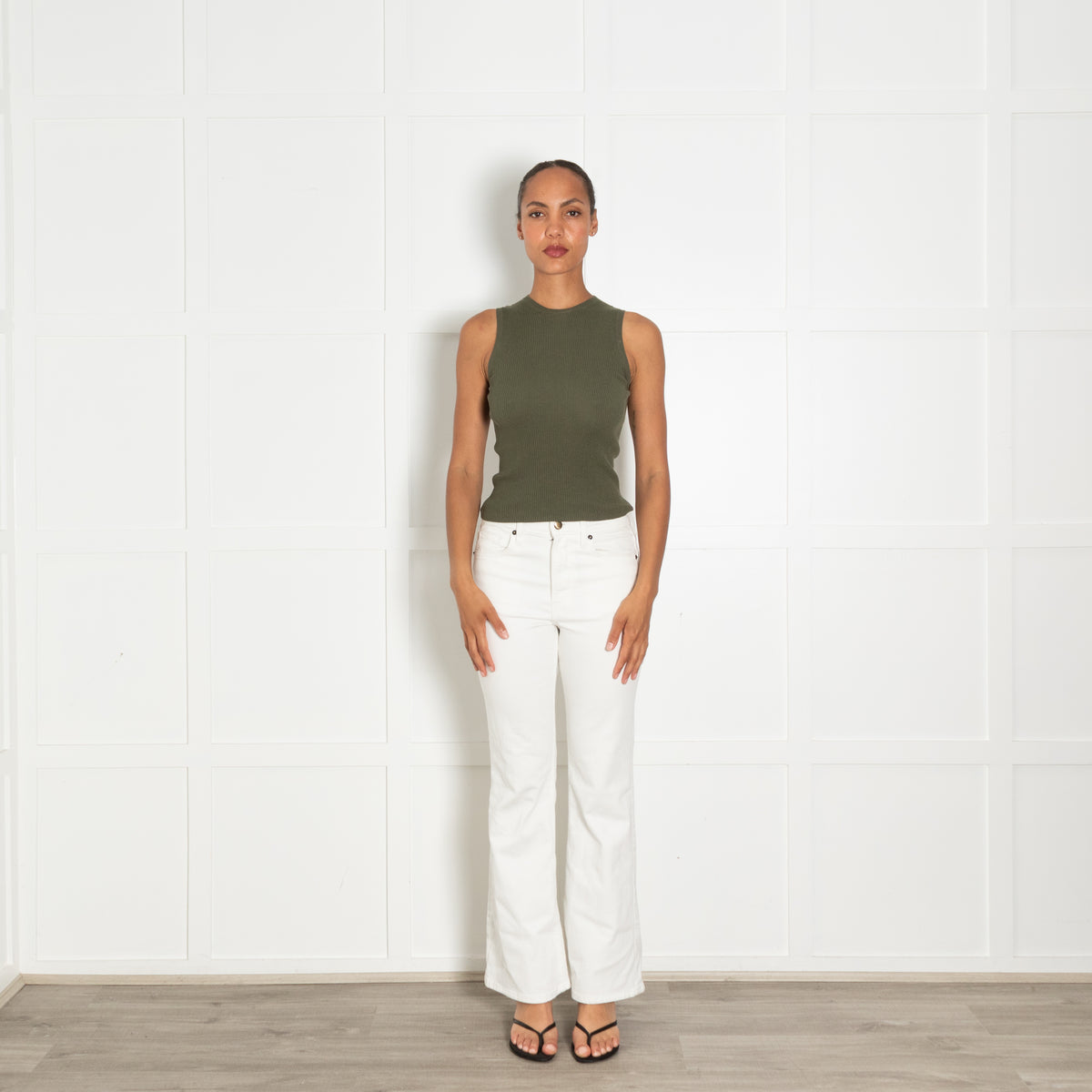 Wardrobe NYC Khaki Ribbed Vest Top
