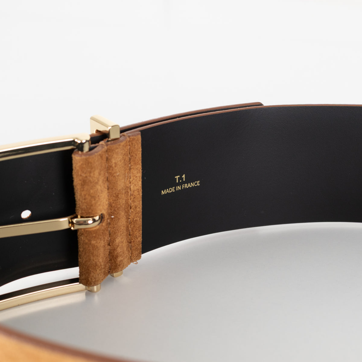 Sandro Tan Suede Wide Waist Belt