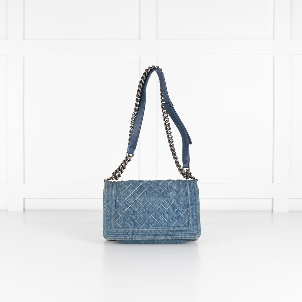 Chanel Blue Denim Medium Flap Boy Bag