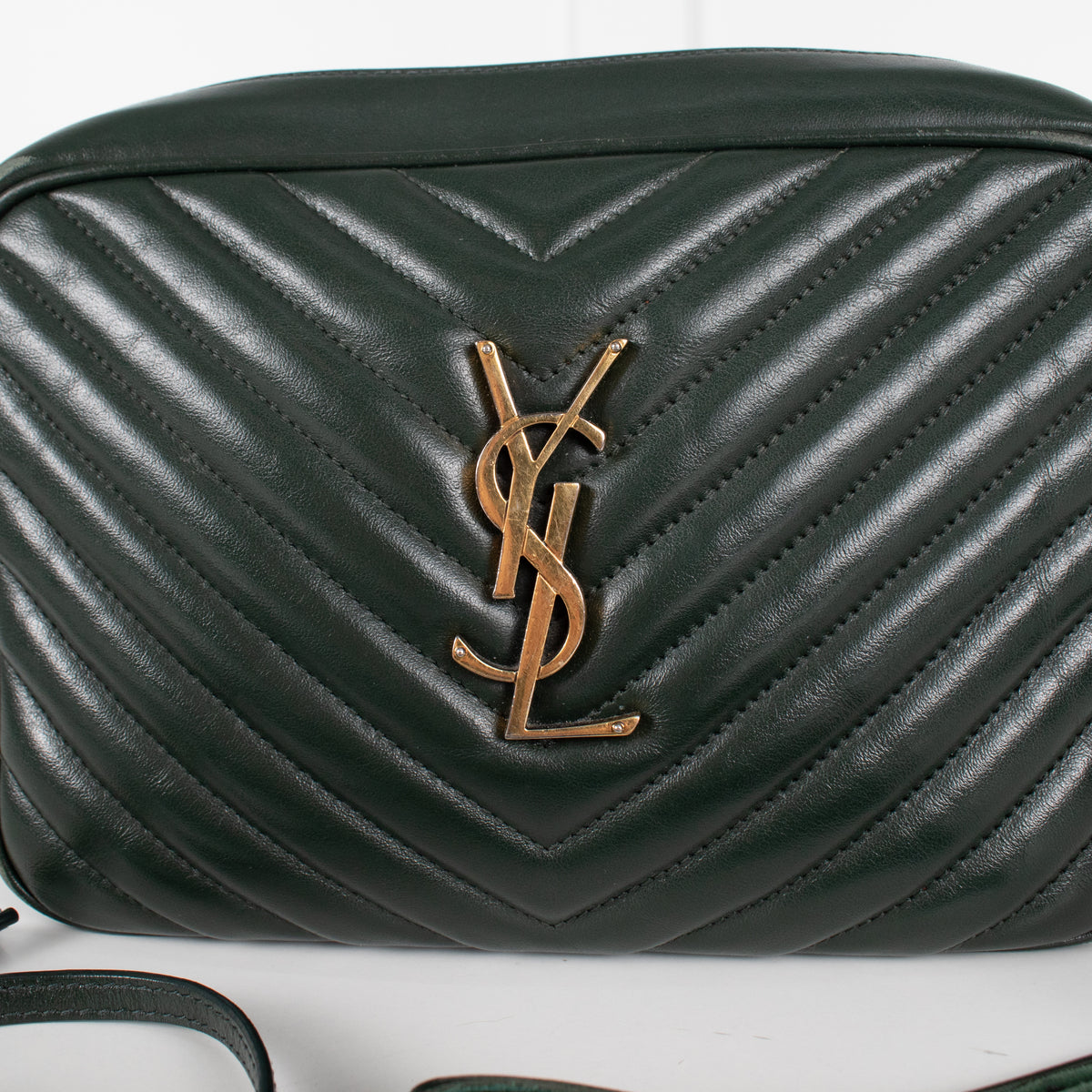 Saint Laurent Green Lou Quilted Leather Camera Bag