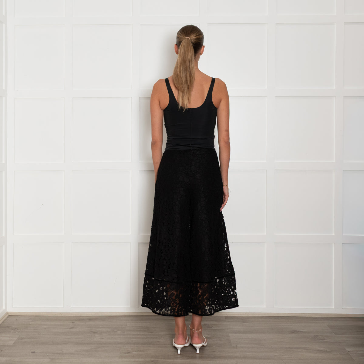 See By Chloe Black Broderie Anglaise Flare Trousers