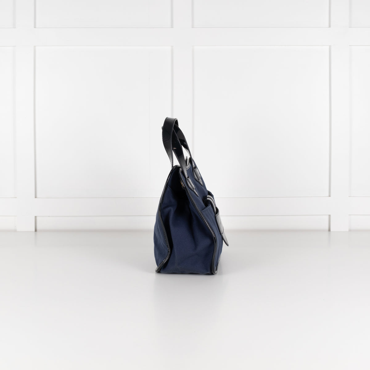 Tila March Navy Bag with Patent Trim