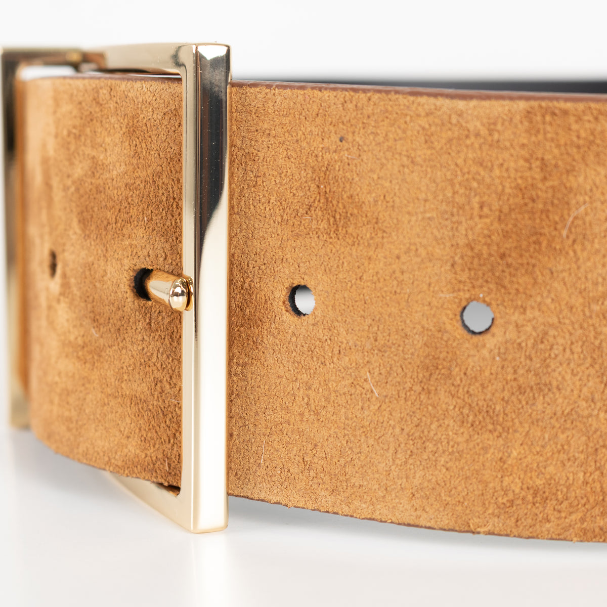 Sandro Tan Suede Wide Waist Belt